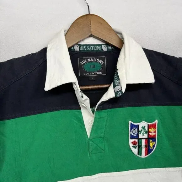 Vintage Six Nations Rugby Shirt Men's Large Colorful Ireland Wales Shield Y2k - Picture 3 of 8